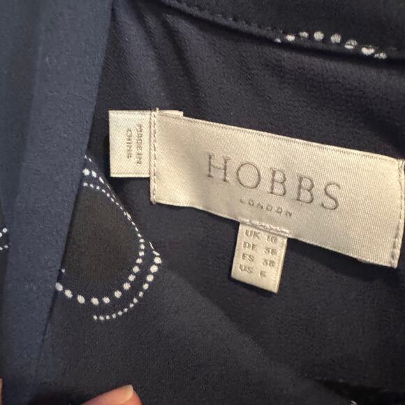 Hobbs Clarice Dot Print Mini Dress Blue Collared Zip Ruffled Long Sleeve Sz 6 - Picture 4 of 8